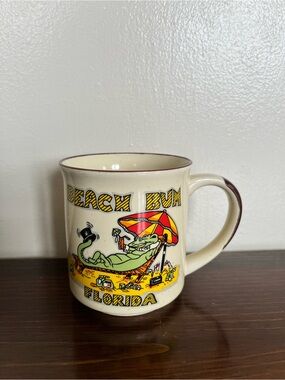 Beach Bum Florida Ceramic Mug - Cream with Multicolor Print